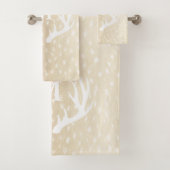 Rustisch Land White Deer Antlers Spoted Fawn Fur Bad Handdoek (Insitu)
