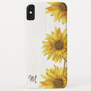 Rustisch Land White Wood met zonnebloemen Monogram Case-Mate iPhone Case