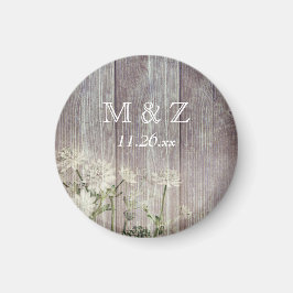 Rustisch Land White Wood Wedding Save the Date Magneet