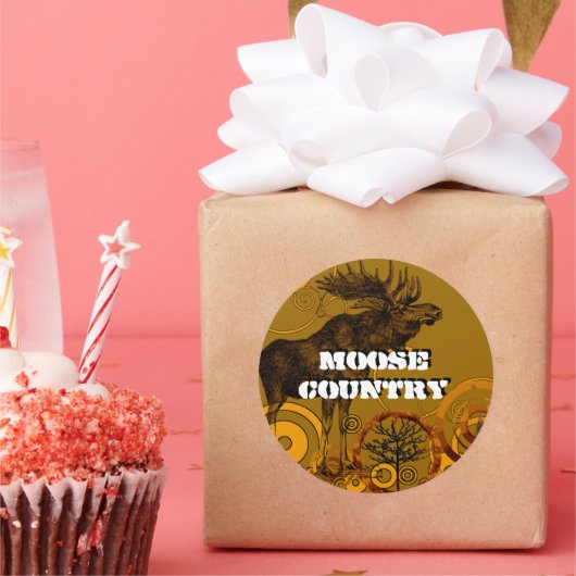 Rustisch land Wilde Moose Land Ronde Sticker (Feest)