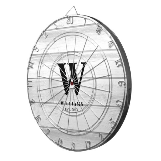 Rustisch Land Witte Barn Wood Gepersonaliseerd Dartbord (Voorkant Rechts)