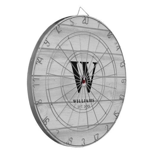 Rustisch Land Witte Barn Wood Gepersonaliseerd Dartbord (Voorkant Links)