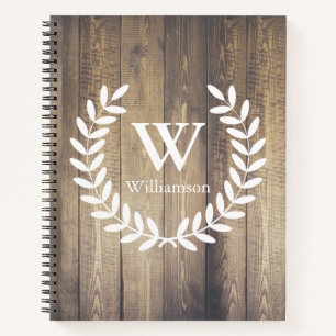 Rustisch land: Witte Laurels & Barn Wood Notitieboek