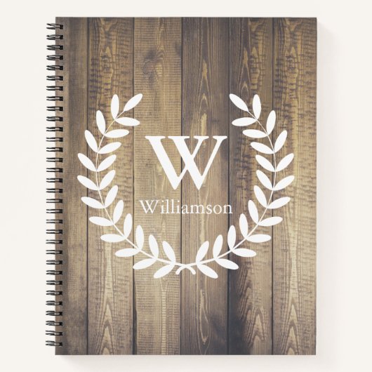 Rustisch land: Witte Laurels & Barn Wood Notitieboek (Voorkant)