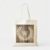 Rustisch land: Witte Laurels & Barn Wood Tote Bag (Voorkant)