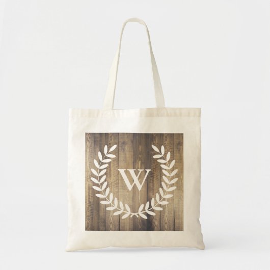 Rustisch land: Witte Laurels & Barn Wood Tote Bag (Voorkant)