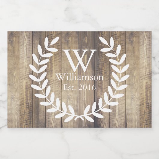 Rustisch land: Witte Laurels & Barn Wood Voedselcontainer Etiket (Enkel label)