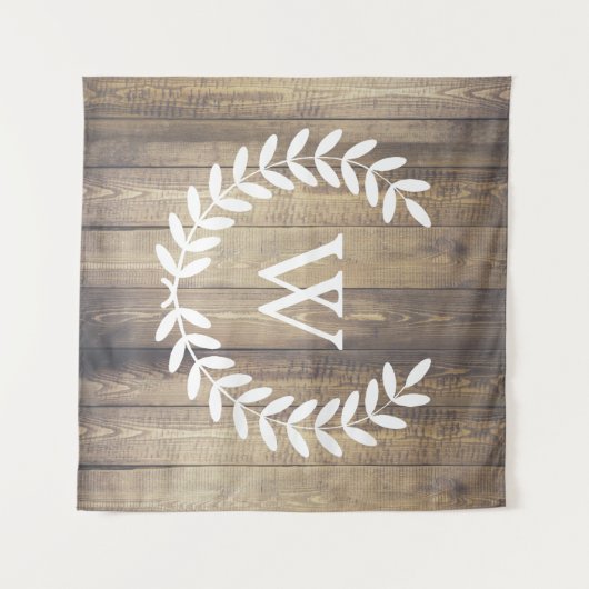 Rustisch land: Witte Laurels & Barn Wood Wandkleed (Voorkant (horizontaal))