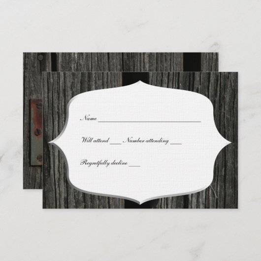 Rustisch Land Wood Barn Deeg Rsvp (Voorkant / Achterkant)