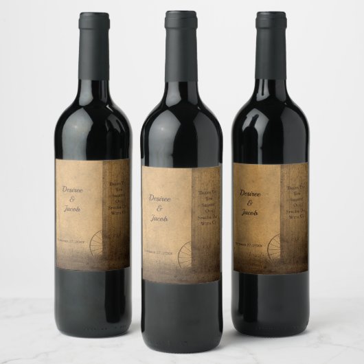 Rustisch Land Wood Barn  Western huwelijk Wijn Etiket (Flessen)