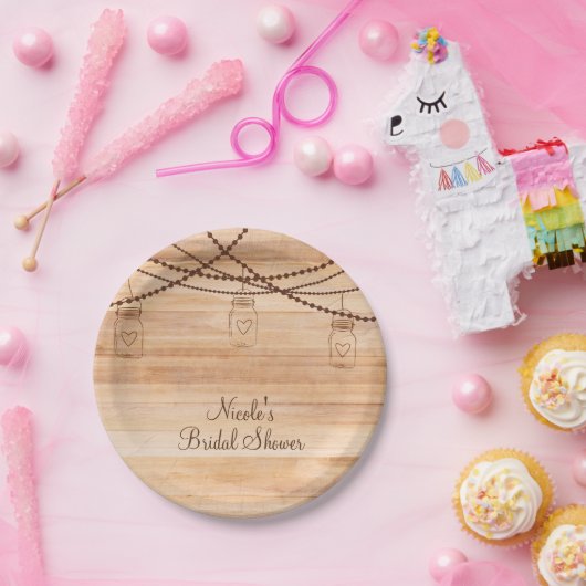 Rustisch Land Wood en Mason Jars Barn Wedding Papieren Bordje (Feest)