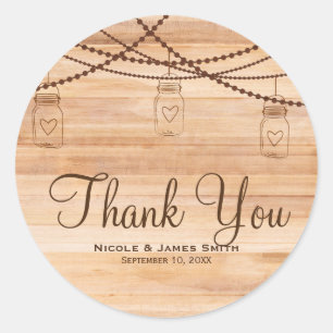 Rustisch Land Wood en Mason Jars Barn Wedding Ronde Sticker