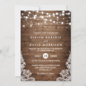 Rustisch Land Wood Twinkle Lights Weddenschap Kaart (Voorkant)