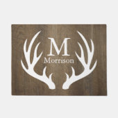 Rustisch Land Wood White Deer Antlers Familienaam Deurmat (Voorkant)