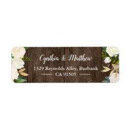 Rustisch Land Wood White Gold Garden Flowers Etiket