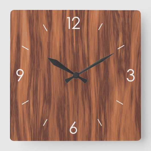  Rustisch Land Wooden Decor Vierkante Klok (Voorkant)