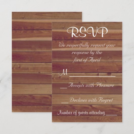 Rustisch land Wooden Kaart (Voorkant / Achterkant)