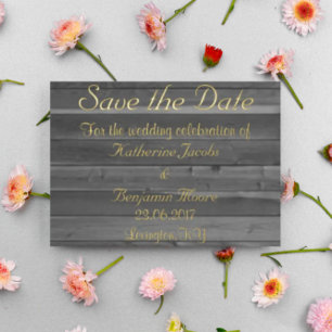 Rustisch land Wooden sparen de datum Folie Uitnodiging