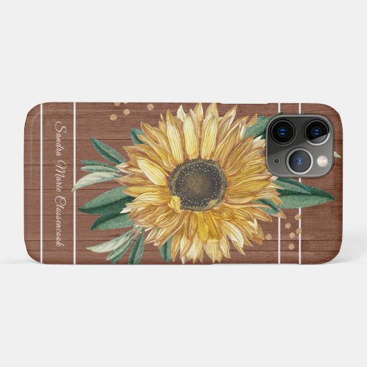 Rustisch Land Yellow Sunflower Brown Wood Case-Mate iPhone Case (Achterkant (horizontaal))