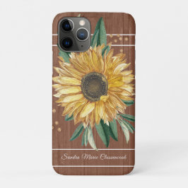 Rustisch Land Yellow Sunflower Brown Wood Case-Mate iPhone Case