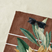 Rustisch Land Yellow Sunflower Brown Wood Strandlaken (In situ)