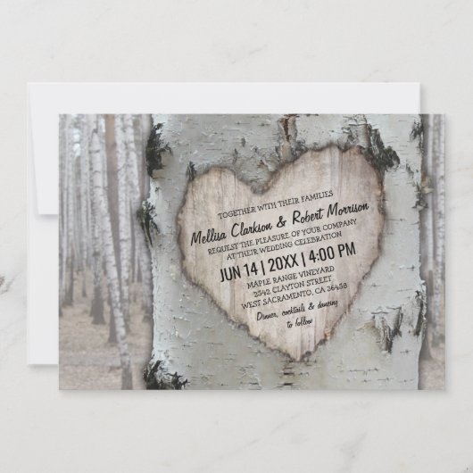 Rustisch land Zilver Birch Tree Wedding Kaart (Voorkant)