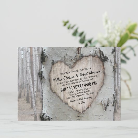 Rustisch land Zilver Birch Tree Wedding Kaart (Staand voorkant)