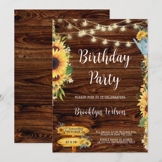 Rustisch land - Zonnebloem - geboortedag Kaart (Voorkant / Achterkant)