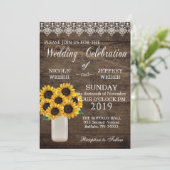 Rustisch land Zonnebloem Mason Jar Country Weddens Kaart (Staand voorkant)