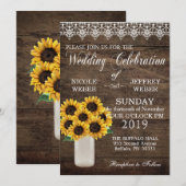 Rustisch land Zonnebloem Mason Jar Country Weddens Kaart (Voorkant / Achterkant)