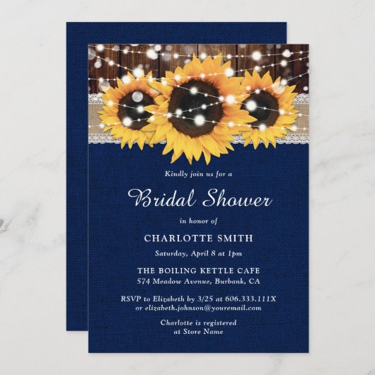 Rustisch land - Zonnebloemblauw Vrijgezellenfeest Kaart (Voorkant / Achterkant)