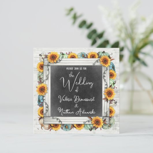 Rustisch land - Zonnebloemen en pompoenen - feest Kaart (Staand voorkant)