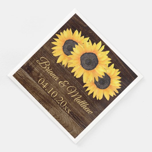 Rustisch land zonnebloemen — Rood — diner Napkin Servetten (Hoek)