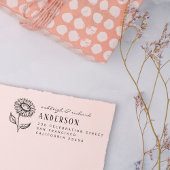 Rustisch land - Zonnebloemnaam & retouradres Rubberstempel