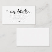 Rustisch land, zwart script, onze huwelijksgegeven informatiekaartje (Voorkant / Achterkant)