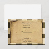 Rustisch land Zwarte Sepia Checks Respaart RSVP Kaartje (Voorkant / Achterkant)