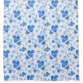 Rustisch landblauw flesje botanisch douchegordijn (Voorkant)