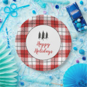 Rustisch landboomrood en wit flannelpatroon papieren bordje (Feest)