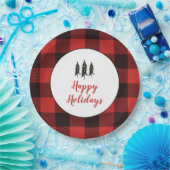 Rustisch landboomrood en zwart flatpanel papieren bordje (Feest)