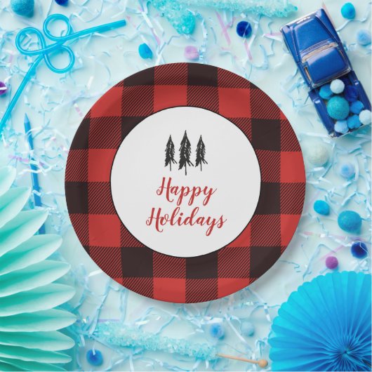 Rustisch landboomrood en zwart flatpanel papieren bordje (Feest)