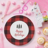 Rustisch landboomrood en zwart flatpanel papieren bordje (Feest)