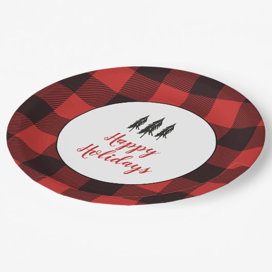 Rustisch landboomrood en zwart flatpanel papieren bordje (Gekanteld)