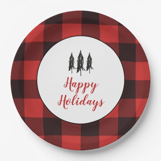 Rustisch landboomrood en zwart flatpanel papieren bordje (Voorkant)