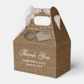 Rustisch landburlap trouwerij bedankdoosjes (Achterkant)