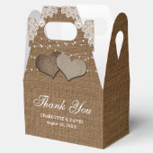 Rustisch landburlap trouwerij bedankdoosjes (Geopend)