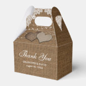 Rustisch landburlap trouwerij bedankdoosjes (Voorkant Zijde)