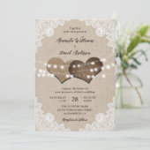 Rustisch landburlap trouwerij kaart (Staand voorkant)