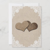 Rustisch landburlap trouwerij kaart (Achterkant)