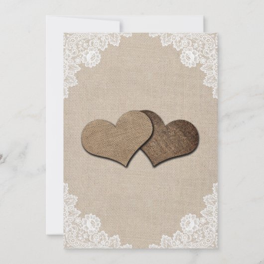 Rustisch landburlap trouwerij kaart (Achterkant)