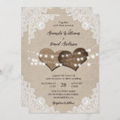 Rustisch landburlap trouwerij kaart (Voorkant / Achterkant)